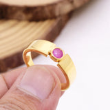 Natural Ruby Sterling Silver Ring Pink Gemstone Modern Band for Men & Women
