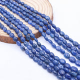 4 Line Natural Blue Sapphire Oval Cabochon Cut Spiritual Healing Gemstone Beads Strand Necklace