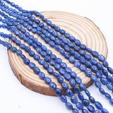 4 Line Natural Blue Sapphire Oval Cabochon Cut Spiritual Healing Gemstone Beads Strand Necklace