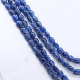 4 Line Natural Blue Sapphire Oval Cabochon Cut Spiritual Healing Gemstone Beads Strand Necklace