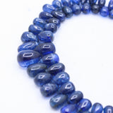 1 Layered Natural Blue Sapphire Teardrop Cabochon Cut Spiritual Healing Gemstone Beads Strand Necklace