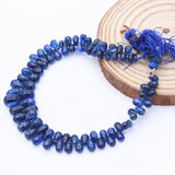 1 Layered Natural Blue Sapphire Teardrop Cabochon Cut Spiritual Healing Gemstone Beads Strand Necklace