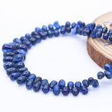 1 Layered Natural Blue Sapphire Teardrop Cabochon Cut Spiritual Healing Gemstone Beads Strand Necklace