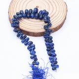 1 Layered Natural Blue Sapphire Teardrop Cabochon Cut Spiritual Healing Gemstone Beads Strand Necklace