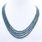 4 Layered Natural Blue Sapphire Roundel Faceted Cut Spiritual Healing Gemstone Beads Strand Necklace