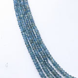 4 Layered Natural Blue Sapphire Roundel Faceted Cut Spiritual Healing Gemstone Beads Strand Necklace