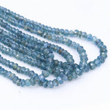 4 Layered Natural Blue Sapphire Roundel Faceted Cut Spiritual Healing Gemstone Beads Strand Necklace