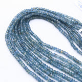 4 Layered Natural Blue Sapphire Roundel Faceted Cut Spiritual Healing Gemstone Beads Strand Necklace