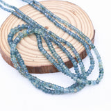 Certified 2 Line Natural Blue Sapphire Roundel Faceted Cut Spiritual Healing Gemstone Beads Strand Necklace