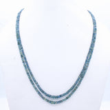 Certified 2 Line Natural Blue Sapphire Roundel Faceted Cut Spiritual Healing Gemstone Beads Strand Necklace