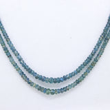 Certified 2 Line Natural Blue Sapphire Roundel Faceted Cut Spiritual Healing Gemstone Beads Strand Necklace