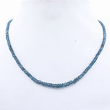 Certified 1 Line Natural Blue Sapphire Roundel Faceted Cut Spiritual Healing Gemstone Beads Strand Necklace