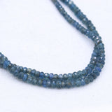 Certified 1 Line Natural Blue Sapphire Roundel Faceted Cut Spiritual Healing Gemstone Beads Strand Necklace