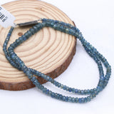 Certified 1 Line Natural Blue Sapphire Roundel Faceted Cut Spiritual Healing Gemstone Beads Strand Necklace