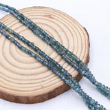 Certified 2 Line Natural Blue Sapphire Roundel Faceted Cut Spiritual Healing Gemstone Beads Strand 925 Silver Necklace