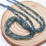 Certified 2 Line Natural Blue Sapphire Roundel Faceted Cut Spiritual Healing Gemstone Beads Strand 925 Silver Necklace