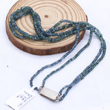 Certified 2 Line Natural Blue Sapphire Roundel Faceted Cut Spiritual Healing Gemstone Beads Strand 925 Silver Necklace