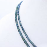 Certified 2 Line Natural Blue Sapphire Roundel Faceted Cut Spiritual Healing Gemstone Beads Strand 925 Silver Necklace