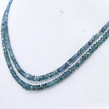 Certified 2 Line Natural Blue Sapphire Roundel Faceted Cut Spiritual Healing Gemstone Beads Strand 925 Silver Necklace