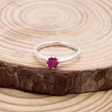 Ruby Sterling Silver Ring Natural Pink Gemstone Solitaire