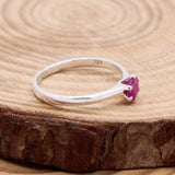 Ruby Sterling Silver Ring Natural Pink Gemstone Solitaire