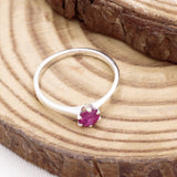 Ruby Sterling Silver Ring Natural Pink Gemstone Solitaire