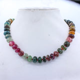 Certified High Quality 1 Line Natural Multi Tourmaline Round Faceted Spiritual Healing Gemstone Beads Strand Necklace