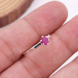 Ruby Sterling Silver Ring Natural Pink Gemstone Solitaire