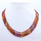 5 Layered Natural Multi Tourmaline Round Faceted Spiritual Healing Gemstone Beads Strand Necklace