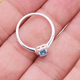 Blue Topaz Sterling Silver Ring Natural Sky Blue Gemstone with CZ Halo