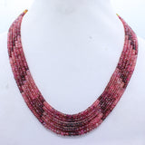 5 Line Natural Multi Tourmaline Round Faceted Spiritual Healing Gemstone Beads Strand Necklace