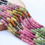 5 Layered Natural Multi Tourmaline Round Faceted Spiritual Healing Gemstone Beads Strand Necklace