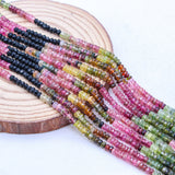 5 Layered Natural Multi Tourmaline Round Faceted Spiritual Healing Gemstone Beads Strand Necklace