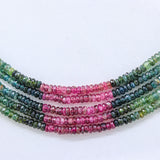 5 Layered Natural Multi Tourmaline Round Faceted Spiritual Healing Gemstone Beads Strand Necklace