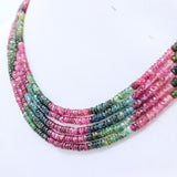 5 Layered Natural Multi Tourmaline Round Faceted Spiritual Healing Gemstone Beads Strand Necklace