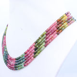 5 Layered Natural Multi Tourmaline Round Faceted Spiritual Healing Gemstone Beads Strand Necklace