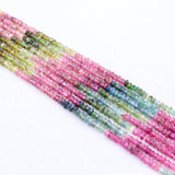 8 Line Natural Multi Tourmaline Round Faceted Spiritual Healing Gemstone Beads Strand Necklace