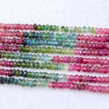 8 Line Natural Multi Tourmaline Round Faceted Spiritual Healing Gemstone Beads Strand Necklace