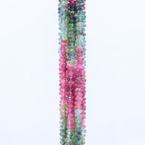 8 Line Natural Multi Tourmaline Round Faceted Spiritual Healing Gemstone Beads Strand Necklace