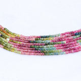 8 Line Natural Multi Tourmaline Round Faceted Spiritual Healing Gemstone Beads Strand Necklace