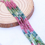 5 Line Natural Multi Tourmaline Round Faceted Spiritual Healing Gemstone Beads Strand Necklace