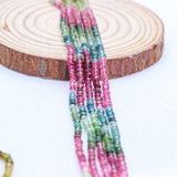 5 Line Natural Multi Tourmaline Round Faceted Spiritual Healing Gemstone Beads Strand Necklace