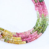 5 Line Natural Multi Tourmaline Round Faceted Spiritual Healing Gemstone Beads Strand Necklace