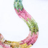 5 Line Natural Multi Tourmaline Round Faceted Spiritual Healing Gemstone Beads Strand Necklace