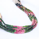 6 Line Natural Multi Tourmaline Round Faceted Spiritual Healing Gemstone Beads Strand Necklace