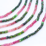 6 Line Natural Multi Tourmaline Round Faceted Spiritual Healing Gemstone Beads Strand Necklace