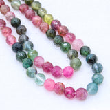 2 Line Natural Multi Tourmaline Ball Shaped Faceted Cut Spiritual Healing Gemstone Beads Strand Necklace