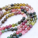 2 Line Natural Multi Tourmaline Ball Shaped Faceted Cut Spiritual Healing Gemstone Beads Strand Necklace