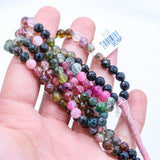 2 Line Natural Multi Tourmaline Ball Shaped Faceted Cut Spiritual Healing Gemstone Beads Strand Necklace