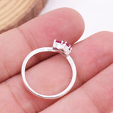 Ruby Sterling Silver Ring Natural Pink Gemstone Three Stone Cluster Design